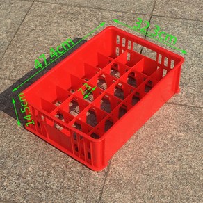 캔음료수 보관박스 콜라캔 사이다캔 24칸 우유 정리상자 플라스틱 보관운반상자박스, 붉은색, 24개