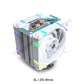 VK 고성능 에어 쿨러 AM4 AM5 인텔 LGA 1700 1200 230W TDP 2150RPM 80CFM SL125, SL125-White, 1개