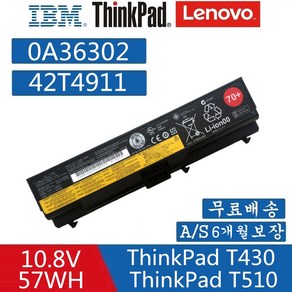 ThinkPad T430 T410 T410i T420 T420i 노트북 42T4911 0A36302 6셀 (70+) 호환용 (무조건 배터리 모델명으로 구매하기) Z, 1개