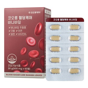 코오롱제약 코오롱 혈당케어 바나바잎 500mg 60정 2개월분