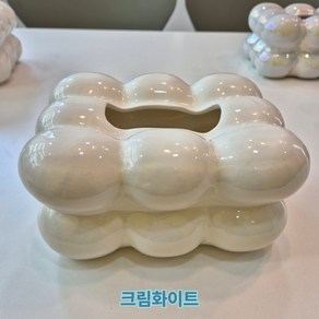 구름 버블 마시멜로 티슈케이스 세라믹 사각티슈케이스 각티슈케이스 휴지커버 휴지곽 미니티슈케이스, 크림화이트 버블티슈케이스, 1개