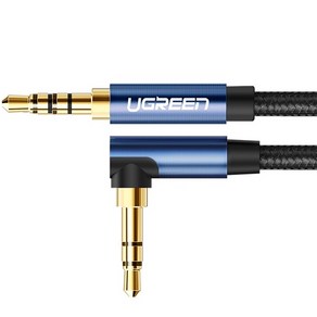 유그린 90도 ㄱ자 3.5mm 스테레오 AUX 패브릭 케이블 1.5m U-60180, 1개