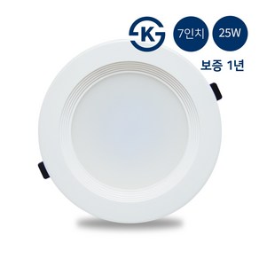 바롬 LED 7인치 다운라이트 25W 주광색 전구색 매입등, 전구색(노란빛), 1개