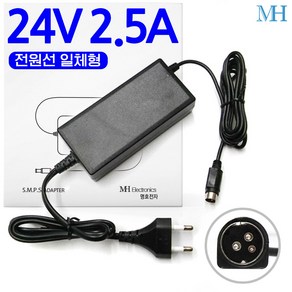 명호전자 24V2.5A 아답터 POS 영수증 프린터용 3핀 전원선 일체형 (ANY2425C-1) DC 24V 2.5A 어댑터, 1개