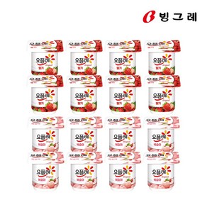 빙그레 요플레 딸기+복숭아 85g 16개입, 16개