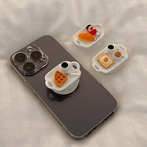 모닝 토스트 와플 빵 잼 스마트 톡 폰꾸 커플 우정 생일 선물, 1개, 와플set톡