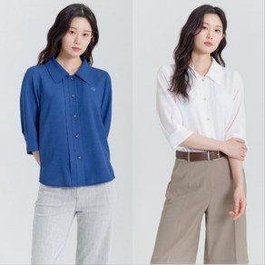[지센] 여성 린넨라이크 플랫카라 블라우스(색상2종) LFWSP402