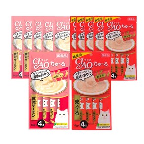 이나바 챠오 츄르 고양이 짜먹는 간식 4p, 12개, 56g, 참치(6개입)+참치&연어(6개입)