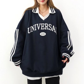 [5XL 3COLOR] 유니버셜 카라 맨투맨 (기모 ve.) 55~99까지 오버사이즈 루즈핏 남여공용 홈웨어 박스맨투맨