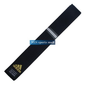 Adidas 고급흑띠 deluxe black belt 유도띠 JUDO BELT 태권도복, 한글자수수공 단면(일반노랑), 1개