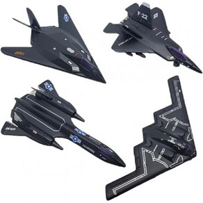 다이캐스트 풀백 스텔스 폭격기 모델 4.25-5.25 SR-71 블랙버드 F-22 랩터 F-117 나이트호크 B2, 4 Pack, 4Pack