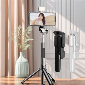 마켓초이스 led 블루투스 셀카봉 삼각대, mkch-블랙