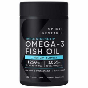 [사은품증정] 스포츠리서치 트리플 스트렝스 오메가3 피쉬오일 1250mg 150정 Tiple Stength Omega3 Fish Oil 1250, 1개