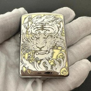 ZIPPO 지포 라이터 빈센조 클래식 라이타 콘스탄틴 빈티지 메탈 신기한 디자인 황금 황동 호랑이 야생 동물 각인 방풍 컬렉션 상자