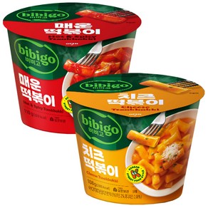 (실온보관) 비비고 컵 떡볶이 2종 (매운떡볶이 110g 치즈떡볶이 108g)