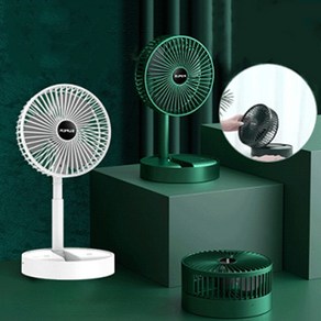 180도 상하스읭헤드 핸드폰 거치대겸용 3단 접이식 USB충전 무선선풍기, 그린