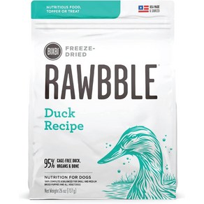 BIXBI Rawbble 동결 건조 개 사료 오리 요리법 12온스 - 95% 고기 및 내장 필러 없음, 4.5온스(1팩), 737g, 1개