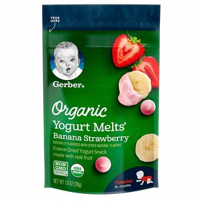 거버 요거트 멜츠 7개입 바나나 스트로베리 Gerber Organic Yogurt Melts Fruit Snacks Banana & Strawberry 1 Ounce (Pack of 7), 7세트, 단일옵션, 28g