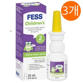 호주 Fess 어린이용 나잘 코막힘 스프레이 Childen's Nasal Spay 20ml 무방부제 무염수 2세 이상, 3개