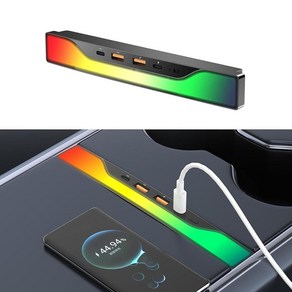 Teshee 테슬라 RGB 라이트 USB 허브 모델 3 모델 Y 2021 2022 2023 2024 자동차 USB 충전기 멀티 포트 내부 액세서리 테슬라 센터 콘솔 도킹 스테이, Teshee 테슬라 RGB 라이트 USB 허브, 모델