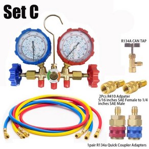 호스 냉매 세트 냉매 매니폴드 게이지 도구 R134A R410A R32 후크 충전 진단 R404A 에어컨