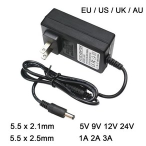 AC110-240V DC 5V 9V 12V 24V 1A 2A 3A 범용 전원 어댑터 5.5*2.1/2.5mm EU 미국 AU 영국 공급 충전기 LED, 02 5v, 03 3A, 01 US