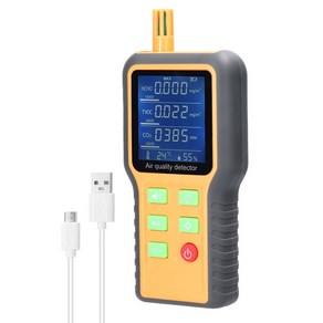 LCD 디스플레이 백라이트 포함 공기질 모니터 감지기 이산화탄소 TVOC HCHO 온도 습도 감지 센서 CO2 미터, 없음, 1)Multi색상, 1개