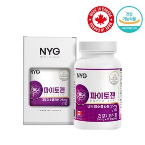 파이토젠 대두이소플라본 식물성 에스트로겐 여성 갱년기에 좋은 음식, 500mg x 60캡슐 x 1통, 1개, 60정