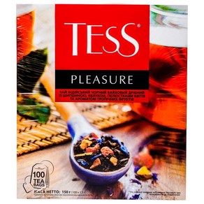 Tess TEA BLACK PLEASURE W/ROSEHIP&APPLE 100X1.5GR 테스 티 블랙 플레져 로즈힙&애플 100X1.5GR 포함, 1개, 453.59g