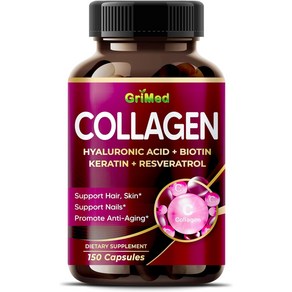 GiMed Oganic Collagen 6 419 mg with Hyaluonic Acid Biotin Keatin Resveatol Hai Skin Nails Vit, 1개, 90정