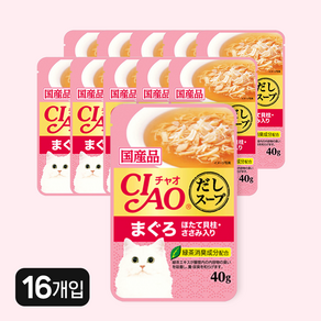 이나바 챠오 다시스프 파우치, 16개, 40g, 참치&가리비관자&닭가슴살