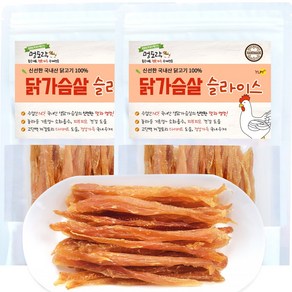 멍도락 국내산 천연수제 닭가슴살 강아지간식, 2개, 70g, 닭가슴살 슬라이스