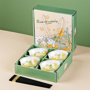 [선물포장] 세라믹 찻잔+젓가락 선물세트, 1개