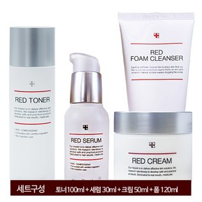 메디큐브 레드라인 기초 4종세트(토너100ml세럼30ml크림50ml폼클120ml), 1세트