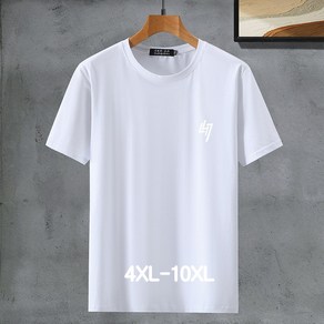 쥬엔리치 4XL~10XL 남자 빅사이즈 반팔 티셔츠 순면 무지 라운드 넥 캐쥬얼 남성 루즈핏 여름 티