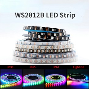 스마트 RGB LED 조명 줄 블랙 화이트 PCB IP30 65/67 DC5V WS2812B 30 60 74 96/144 LED/m 1m 2m 3m 4m 5m