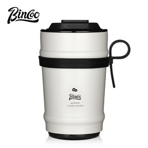 Bincoo 텀블러 세라믹 코팅 스테인리스 커피 컵, 1개, 흰색, 330ml