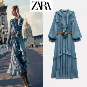 자라 가을 겨울 쉬폰 에스닉 롱 원피스 ZARA