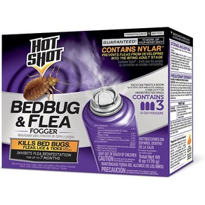 Hot Shot BedBug And Flea Fogge Inhibits Flea Reinfestation 2 Ounce Cans 3 Count, 1개, Puple