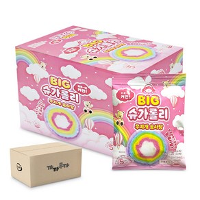 BIG 슈가롤리 무지개 솜사탕 10g 롤 솜사탕, 60개