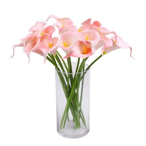 10pcs 인공 Calla-lily 꽃 웨딩 꽃다발 DIY 꽃꽂이 중심 사무실 파티 홈 장식, 라이트 핑크, 10개