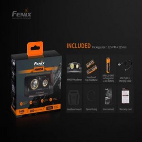 헤드 랜턴 Fenix-HM65R 1400 루멘 LED 전조등 C 타입 충전식 18650 배터리 헤드라이트 고강도 야외 활동