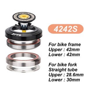 ZTTO MTB 로드 자전거 헤드셋 CNC 1 18-1 12 인치 1.5 테이퍼 28.6 스트레이트 튜브 포크 내부 스티어링 베, [10] 4242S, 1개