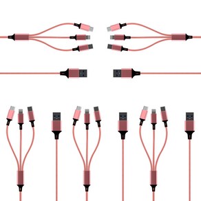 요이치 팔레트 3in1 멀티 고속충전 케이블 1.2m, 핑크, 5개