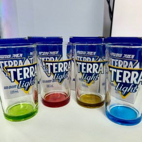 TERRA Light 테라 라이트 전용 맥주 컬러잔 4종 세트 255ml, 1세트