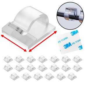 로열스테디 두께접착강화 전선 고정 선정리 클립, 투명, 20개