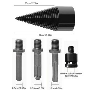 장작 분할 드릴 비트 장작 분할 인공 목공 분할 콘 전기 해머 임팩트 드릴 32mm 42mm 45mm 50mm, 1개