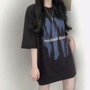 [빈티지!/박시핏] 더티프린팅 특양면 오버핏 반팔티셔츠