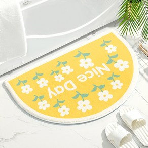 빨아쓰는 푹신한 극세사 발매트 60cm*40cm 꽃무늬 욕실 미끄럼방지, 옐로우