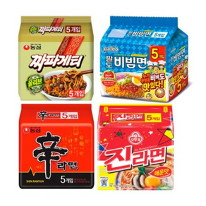 오뚜기 농심 팔도 멀티팩 4종 세트 (신라면5P + 진라면매운맛5P + 짜파게티5P+ 팔도비빔면5P), 2세트